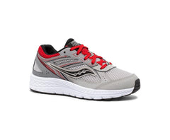 Saucony Big Kid's Cohesion 14 Lace Sneaker Grey / Red | Kids Running