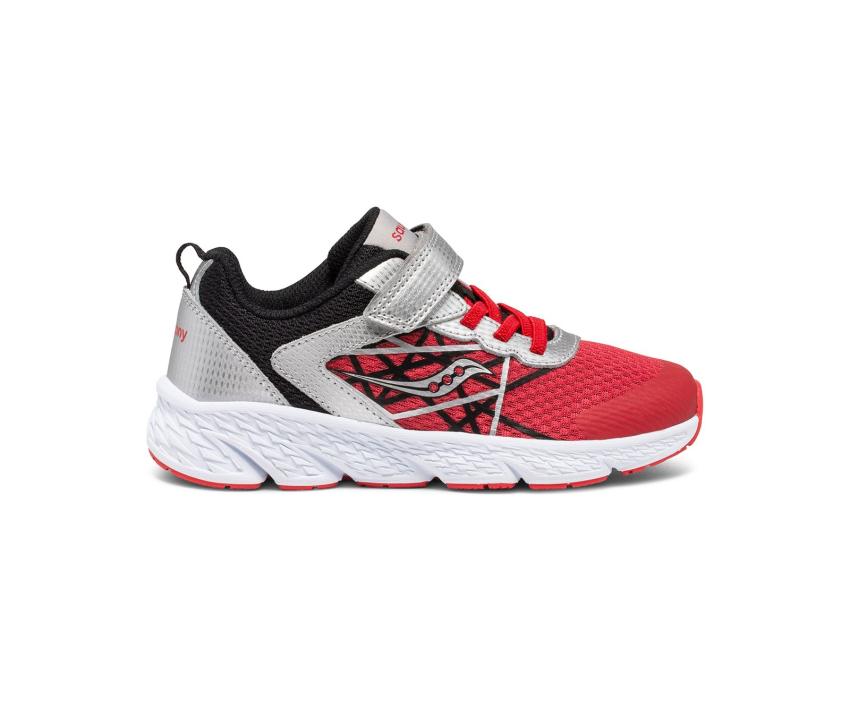 Saucony Big Kid's Wind A/C Sneaker Silver / Red / Black | Kids Running