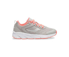 Saucony Big Kid's Wind Lace Sneaker Grey / Coral | Kids Running