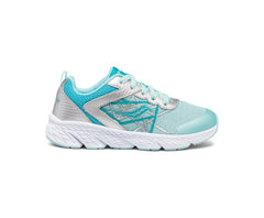 Saucony Big Kid's Wind Lace Sneaker Turq / Silver | Kids Running