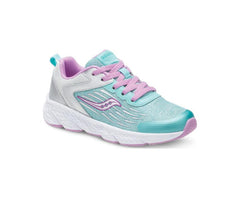 Saucony Big Kid's Wind Lace Sneaker Turq/silver | Kids Running