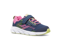 Saucony Big Kid's Wind Shield A/C Sneaker Navy / Green / Pink | Kids Running