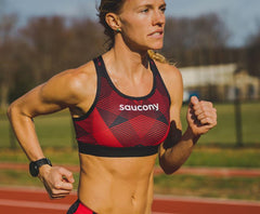 Saucony Elite Bra Top Black / Red | Women Tops