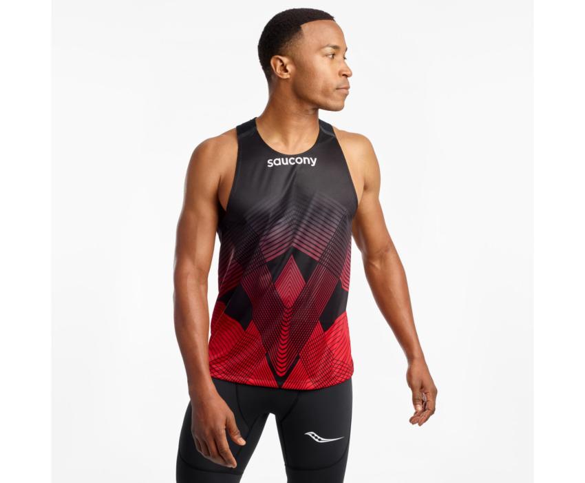 Saucony Elite Singlet Black / Red | Men Tops