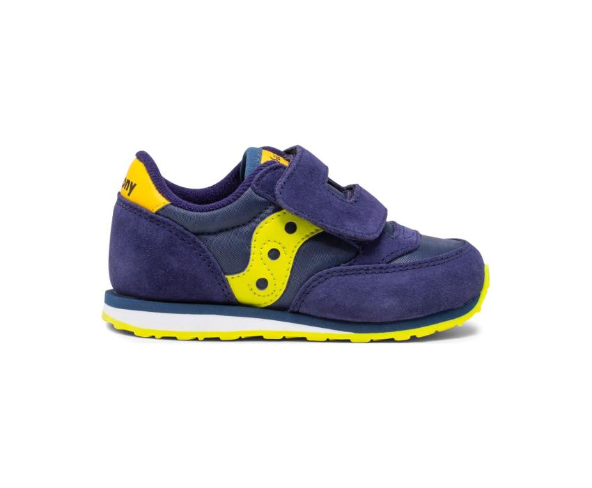 Saucony Little Kid's Baby Jazz Hook & Loop Sneaker Navy / Green / Yellow | Kids Running