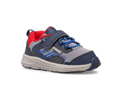 Saucony Little Kid's Wind Shield A/C Jr. Sneaker Navy / Grey / Red | Kids Running