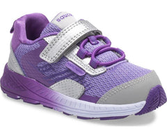 Saucony Little Kid's Wind Shield A/C Jr. Sneaker Silver / Purple | Kids Running