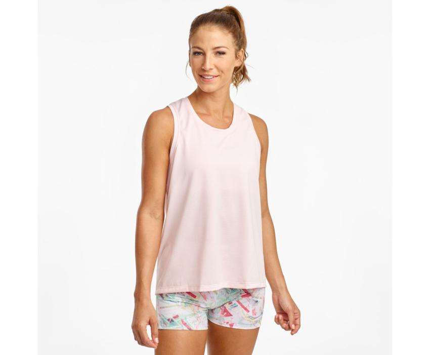 Saucony Rerun Tank Barely Pink | Women Tops