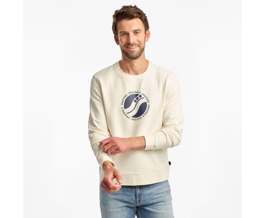 Saucony Rested Crewneck Antique White | Men Tops