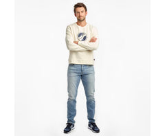 Saucony Rested Crewneck Antique White | Men Tops