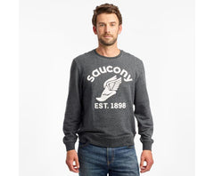 Saucony Rested Crewneck Black Heather | Men Tops
