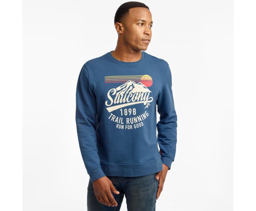 Saucony Rested Crewneck Ensign Blue | Men Tops