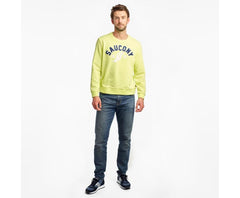 Saucony Rested Crewneck Sunny Lime | Men Tops