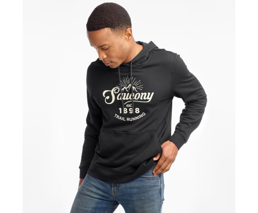 Saucony Rested Hoodie Black | Men Tops