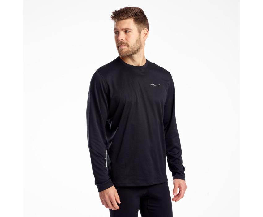 Saucony Stopwatch Long Sleeve Black | Men Tops