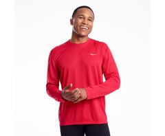 Saucony Stopwatch Long Sleeve Saucony Red | Men Tops