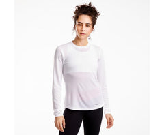Saucony Stopwatch Long Sleeve White | Women Tops