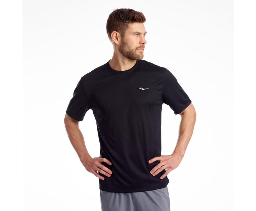 Saucony Stopwatch Short Sleeve Black | Men Tops
