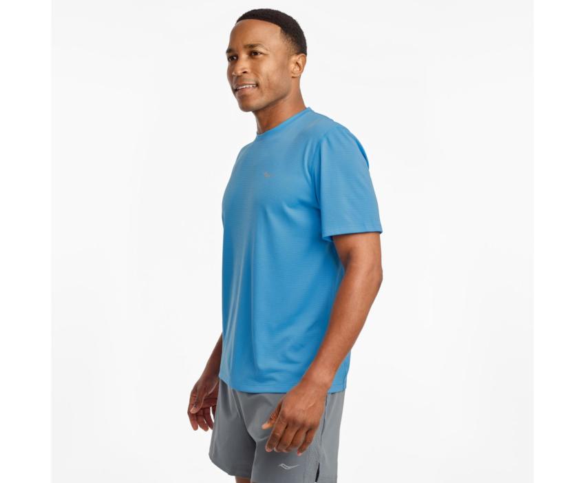 Saucony Stopwatch Short Sleeve Bonnie Blue | Men Tops