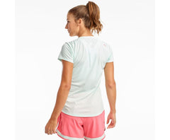 Saucony Stopwatch Short Sleeve Opal Blue | Women Tops