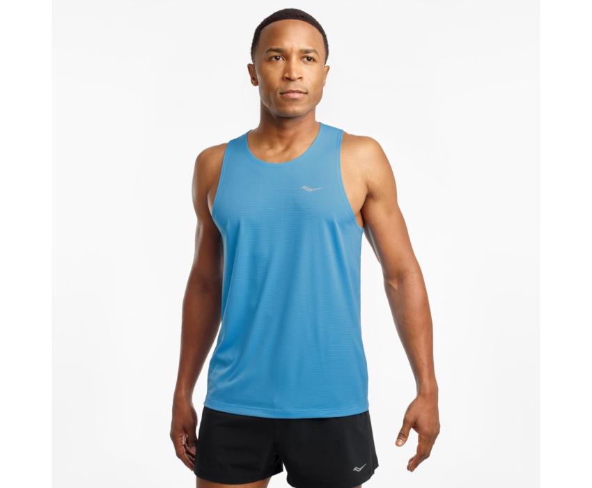 Saucony Stopwatch Singlet Bonnie Blue | Men Tops