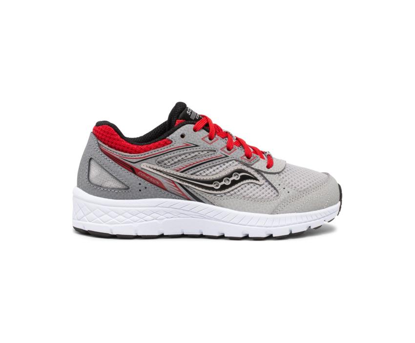 Saucony Big Kid's Cohesion 14 Lace Sneaker Grey / Red | Kids Running