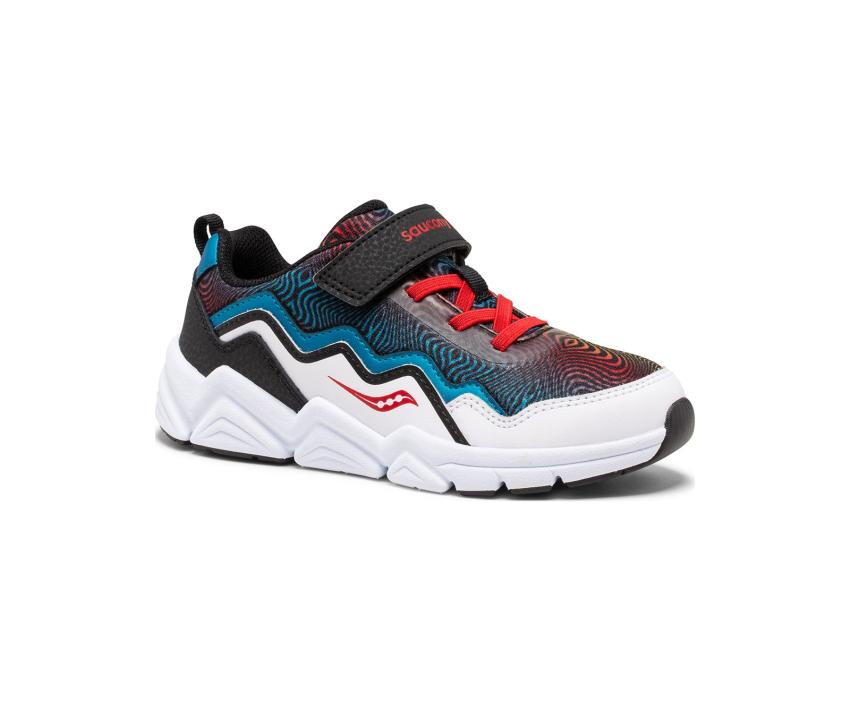 Saucony Big Kid's Flash A/C 2.0 Sneaker Black / White / Red / Blue | Kids Running