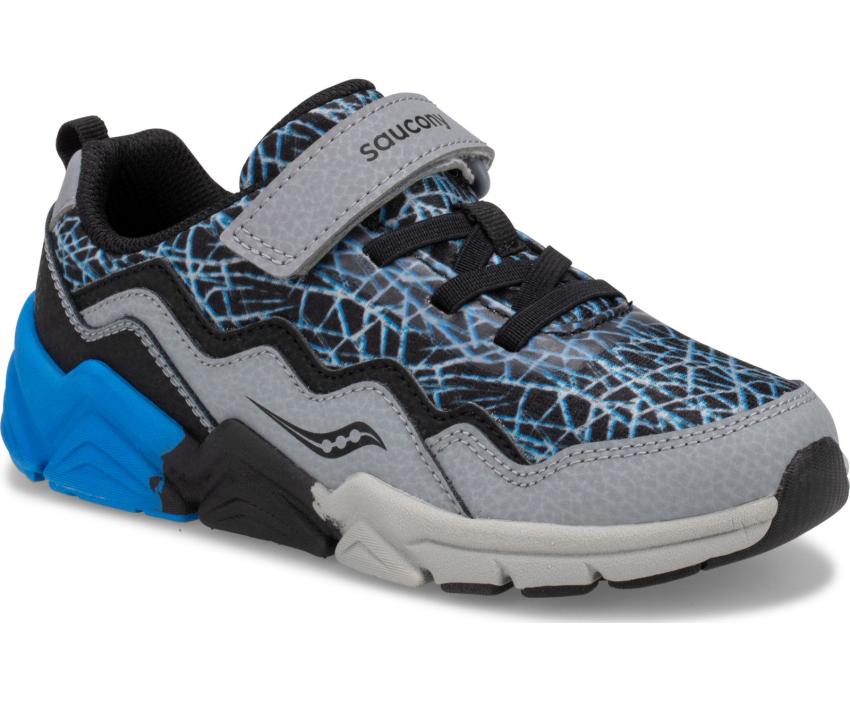 Saucony Big Kid's Flash A/C 2.0 Sneaker Grey / Black / Blue | Kids Running