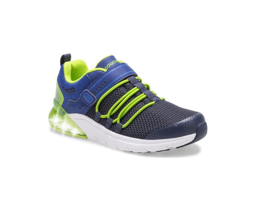 Saucony Big Kid's Flash Glow 2.0 Sneaker Navy / Green | Kids Running