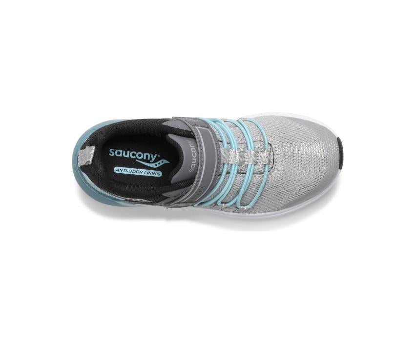 Saucony Big Kid's Flash Glow 2.0 Sneaker Silver / Ice Blue | Kids Running