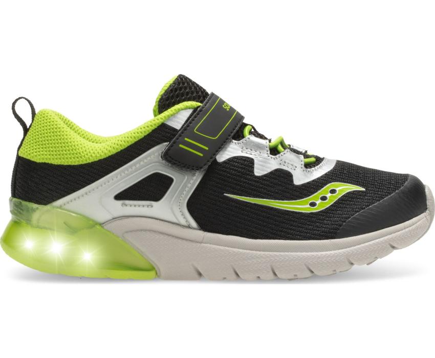 Saucony Big Kid's Flash Glow A/C Sneaker Black / Green | Kids Running