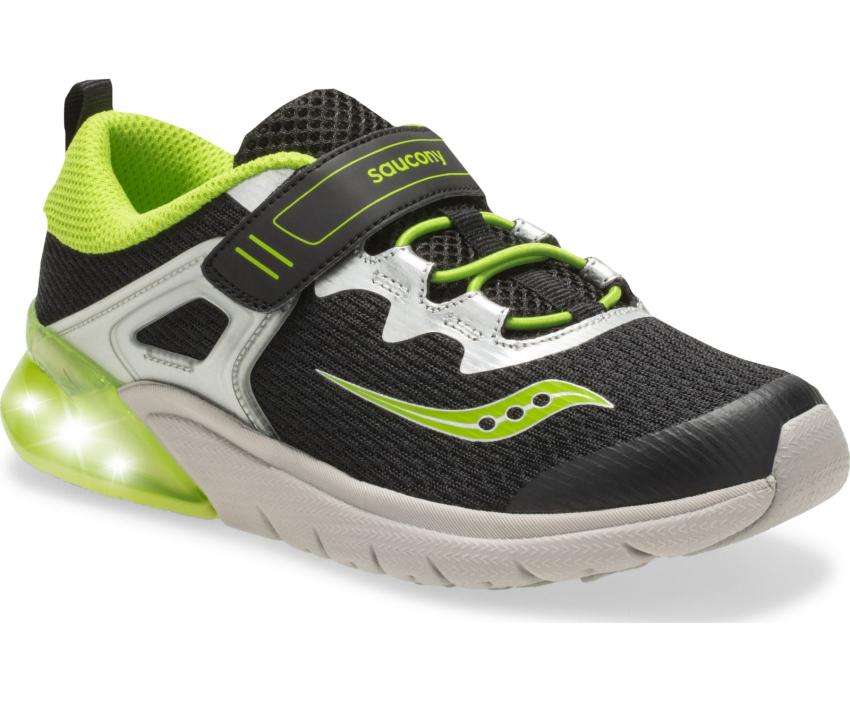 Saucony Big Kid's Flash Glow A/C Sneaker Black / Green | Kids Running