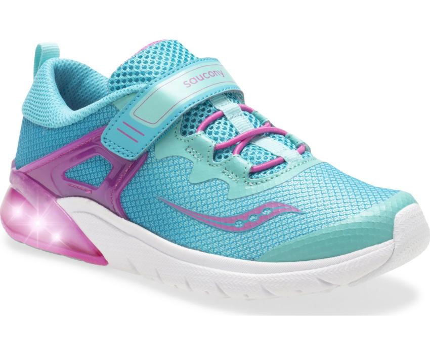 Saucony Big Kid's Flash Glow A/C Sneaker Turq / Pink | Kids Running