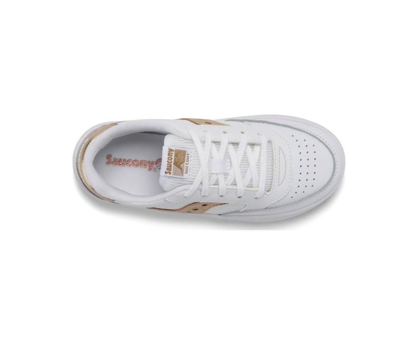 Saucony Big Kid's Jazz Court Sneaker White / Gold | Kids Running