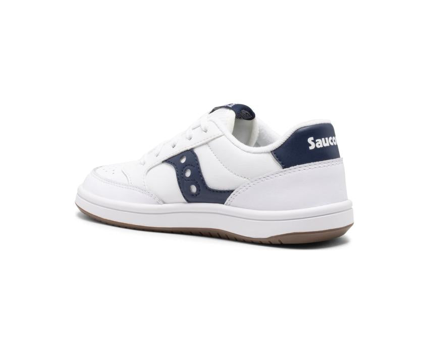 Saucony Big Kid's Jazz Court Sneaker White / Navy | Kids Running