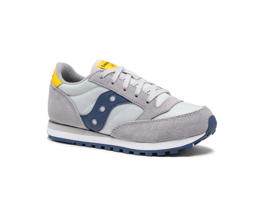 Saucony Big Kid's Jazz Original Sneaker Grey / Blue / Yellow | Kids Running