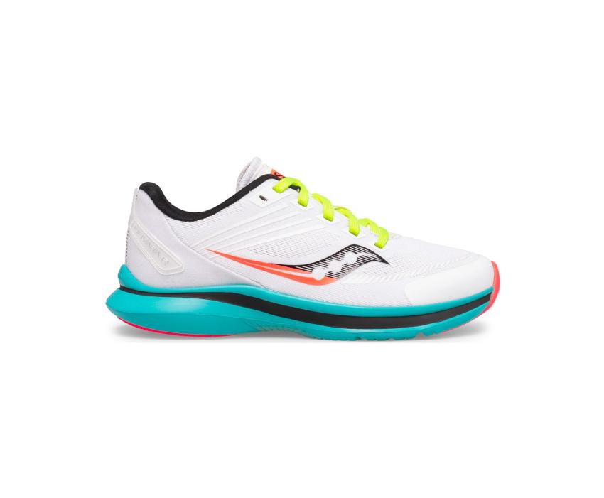 Saucony Big Kid's Kinvara 12 Sneaker White / Black / Citron | Kids Running