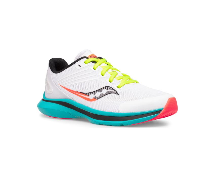 Saucony Big Kid's Kinvara 12 Sneaker White / Black / Citron | Kids Running