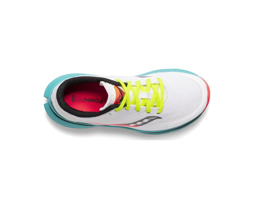 Saucony Big Kid's Kinvara 12 Sneaker White / Black / Citron | Kids Running