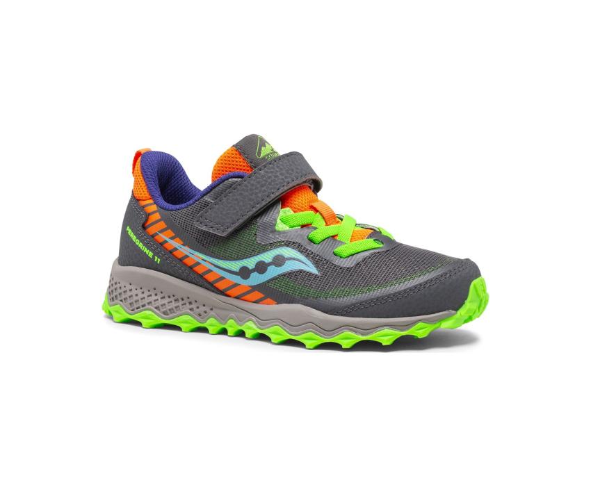Saucony Big Kid's Peregrine 11 Shield A/C Sneaker Grey / Green | Kids Running