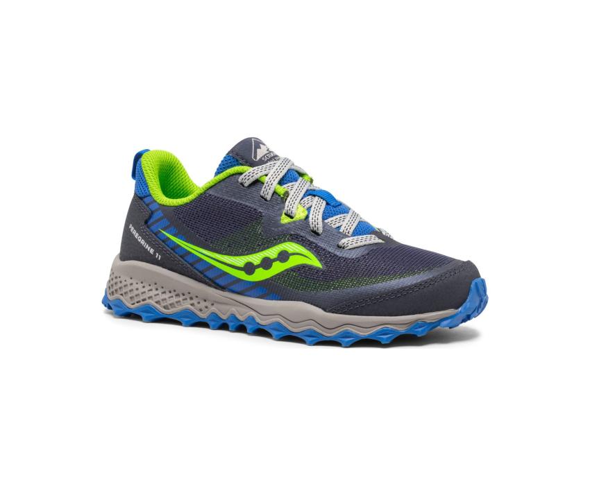 Saucony Big Kid's Peregrine 11 Shield Sneaker Blue / Green | Kids Running