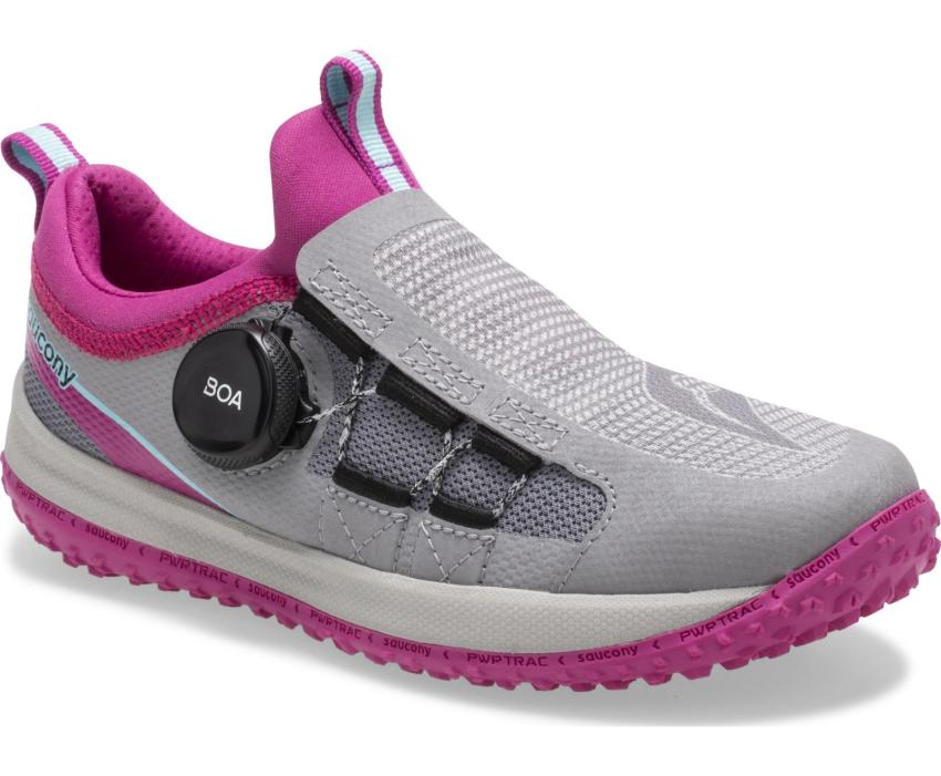 Saucony Big Kid's Switchback 2.0 Sneaker Grey / Magenta | Kids Running