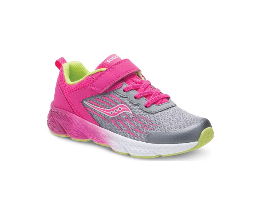 Saucony Big Kid's Wind A/C Sneaker Grey/pink | Kids Running