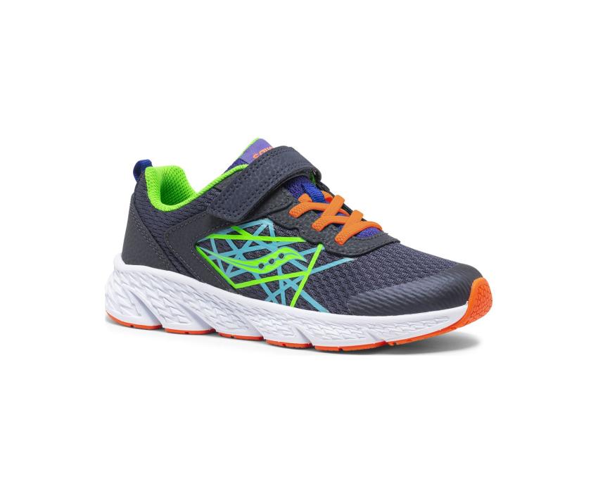 Saucony Big Kid's Wind A/C Sneaker Navy / Green | Kids Running