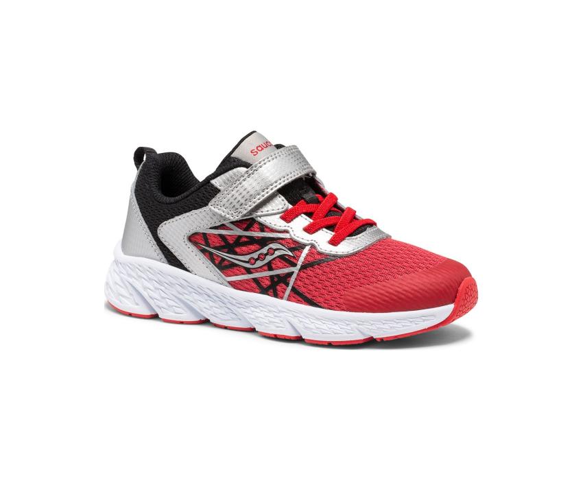 Saucony Big Kid's Wind A/C Sneaker Silver / Red / Black | Kids Running