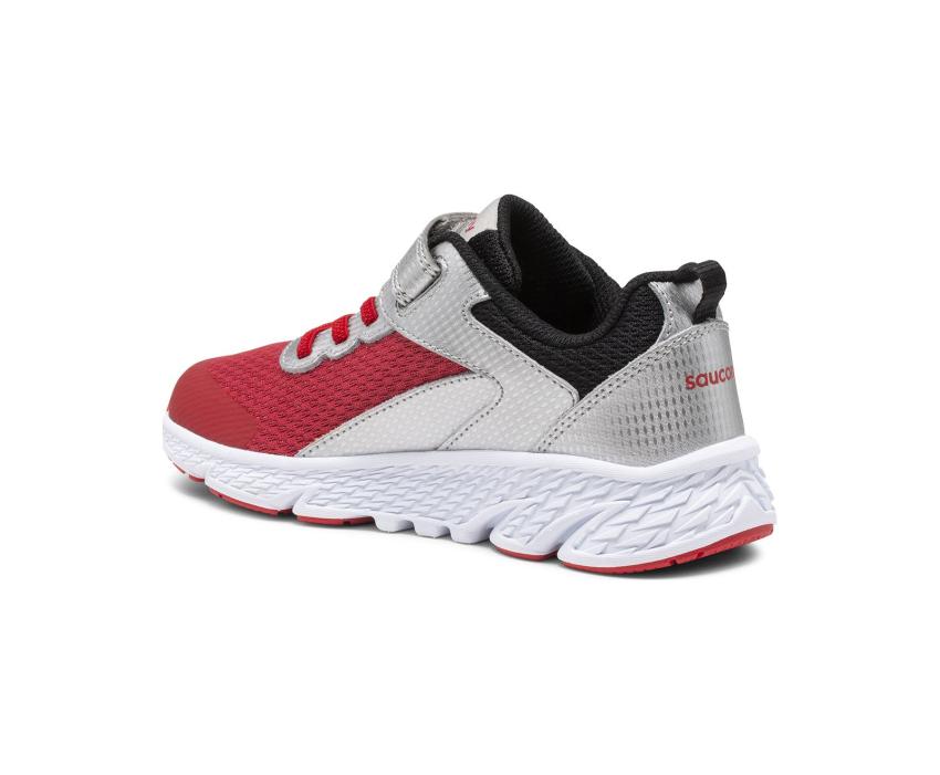Saucony Big Kid's Wind A/C Sneaker Silver / Red / Black | Kids Running