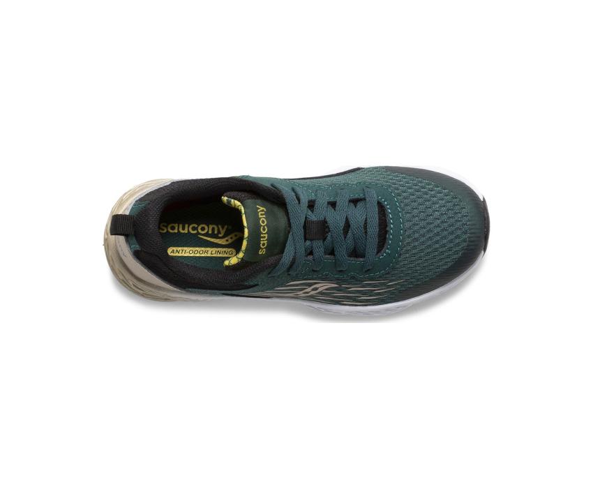 Saucony Big Kid's Wind Lace Sneaker Green / Gold / Black | Kids Running