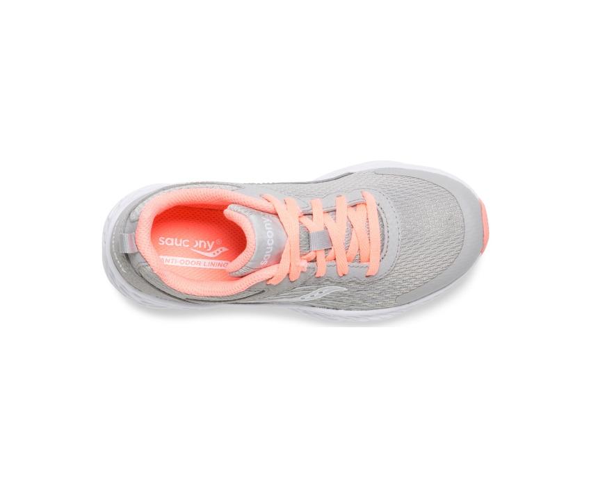Saucony Big Kid's Wind Lace Sneaker Grey / Coral | Kids Running