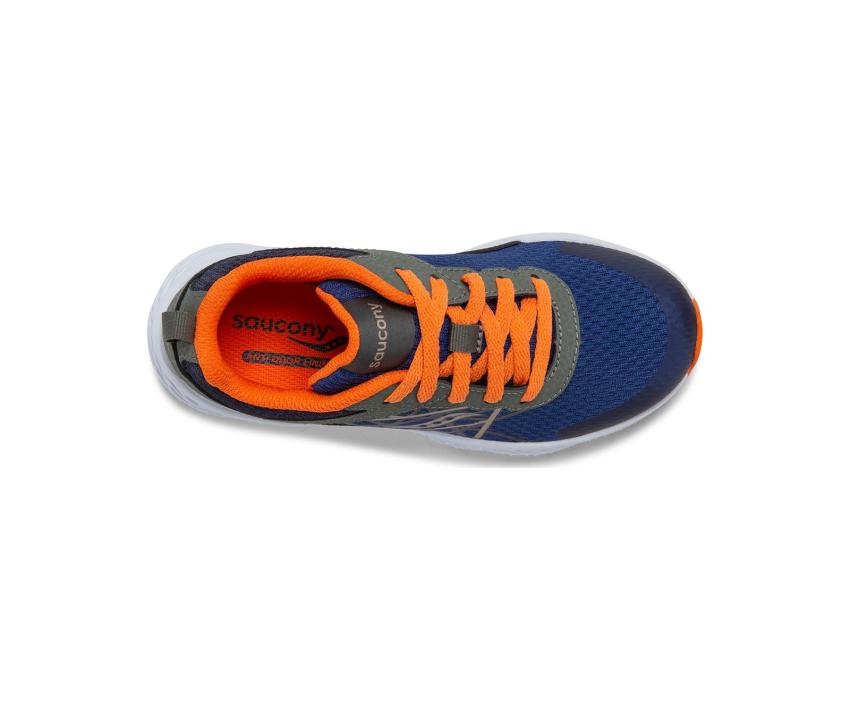Saucony Big Kid's Wind Lace Sneaker Olive / Navy / Orange | Kids Running