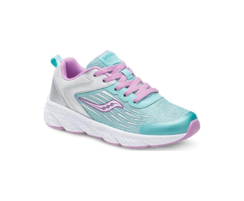 Saucony Big Kid's Wind Lace Sneaker Turq/silver | Kids Running